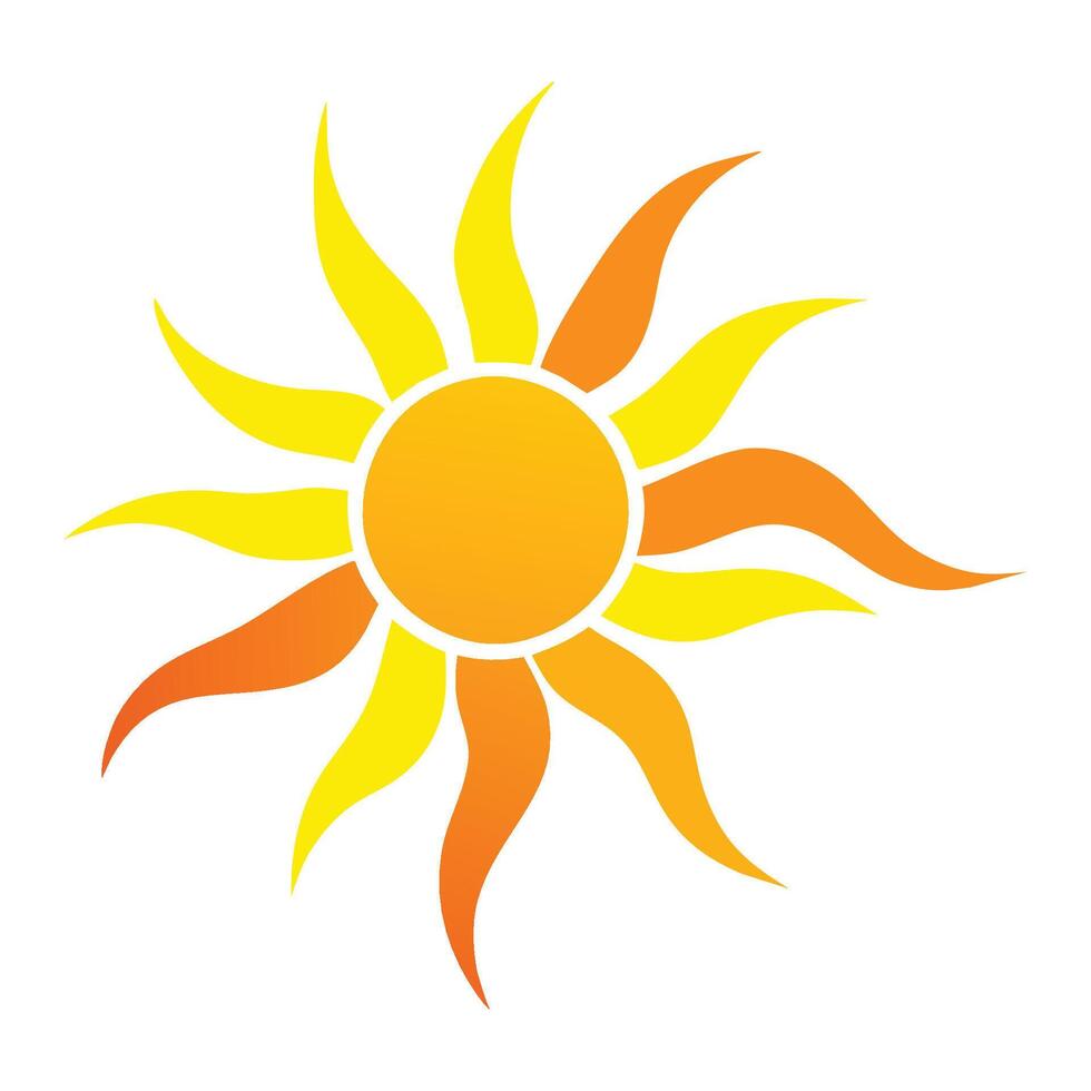 vlak zomer geel zon verzameling in verschillend stijlen vector