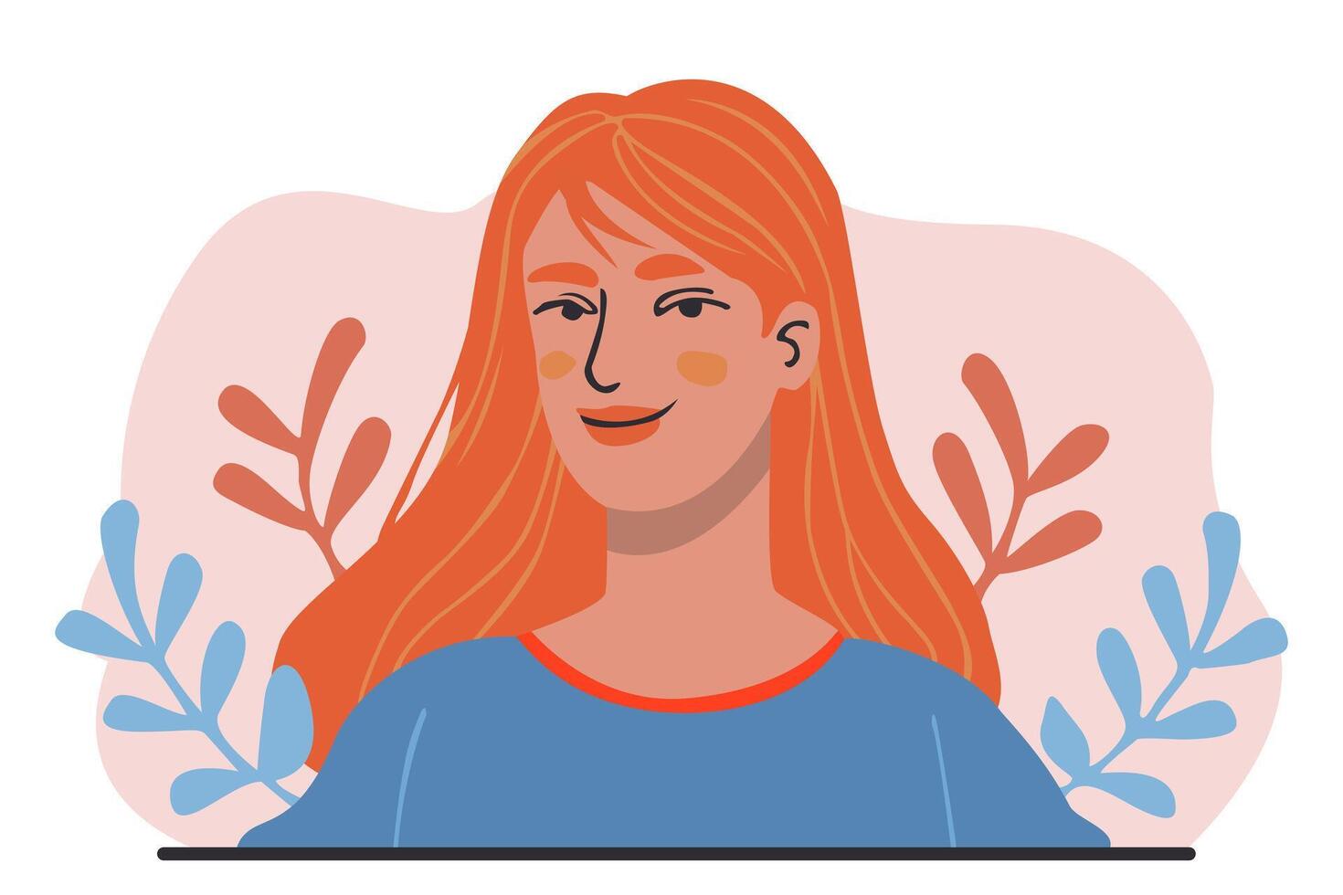 portret van een roodharig vrouw. avatar voor sociaal netwerk. vector vlak illustratie, mooi vrouw.