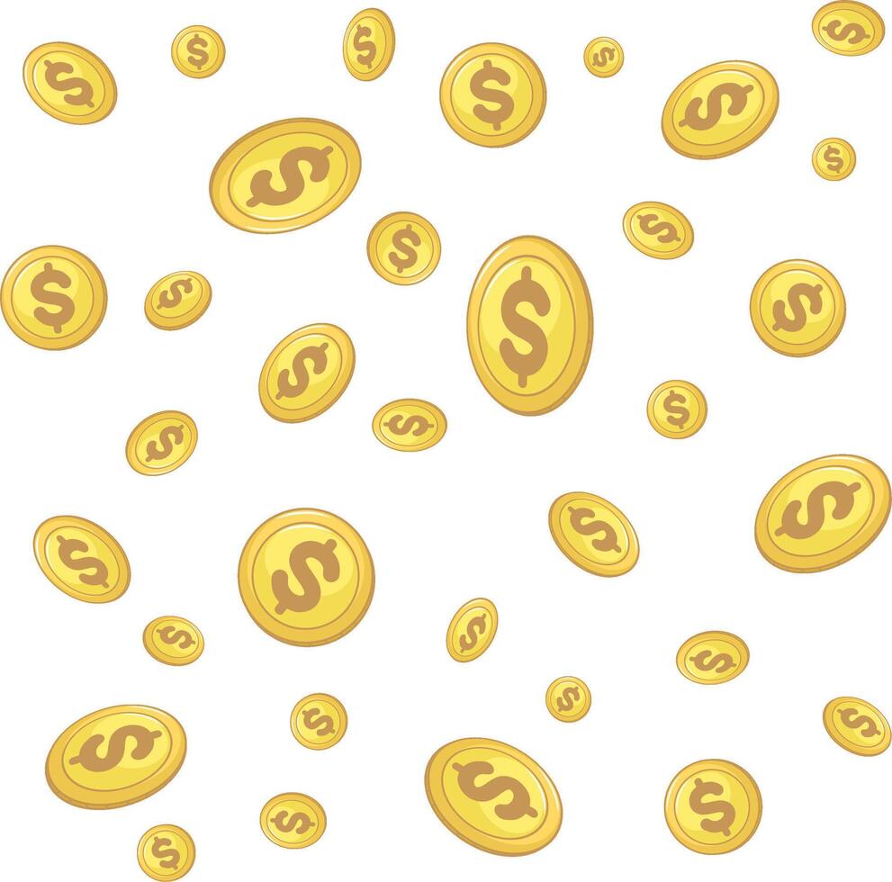 vallend dollar geld munten tekenfilm vector illustratie