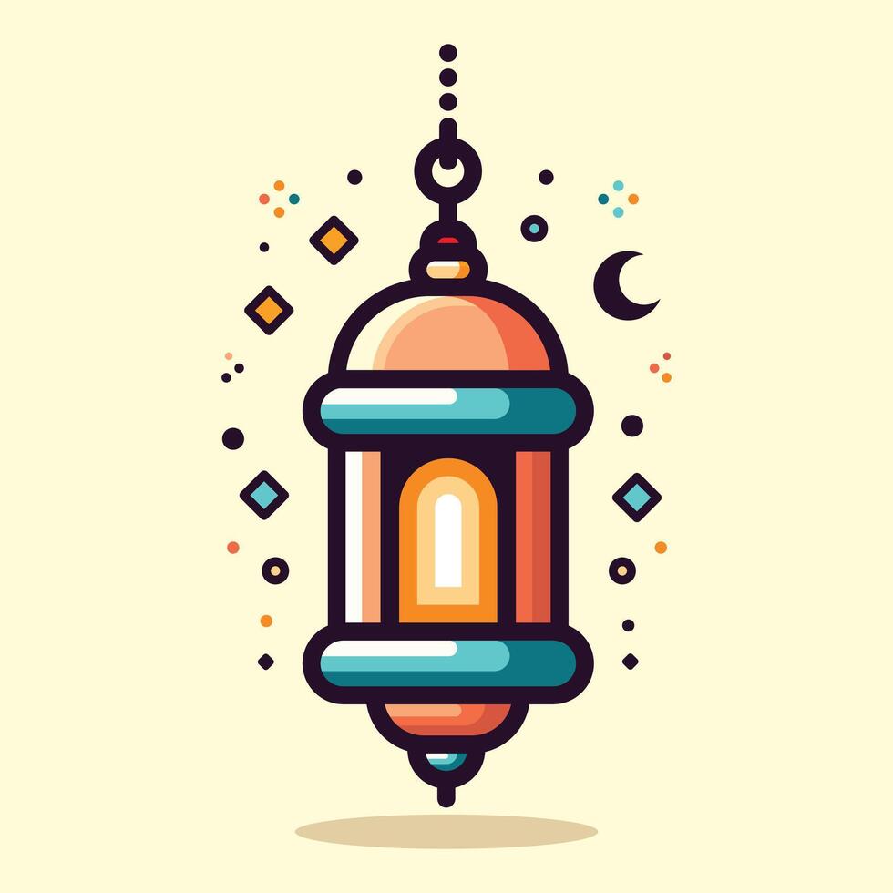 vector illustratie van Islamitisch lantaarn met vlak kleur stijl perfect voor Ramadan en Islamitisch evenement