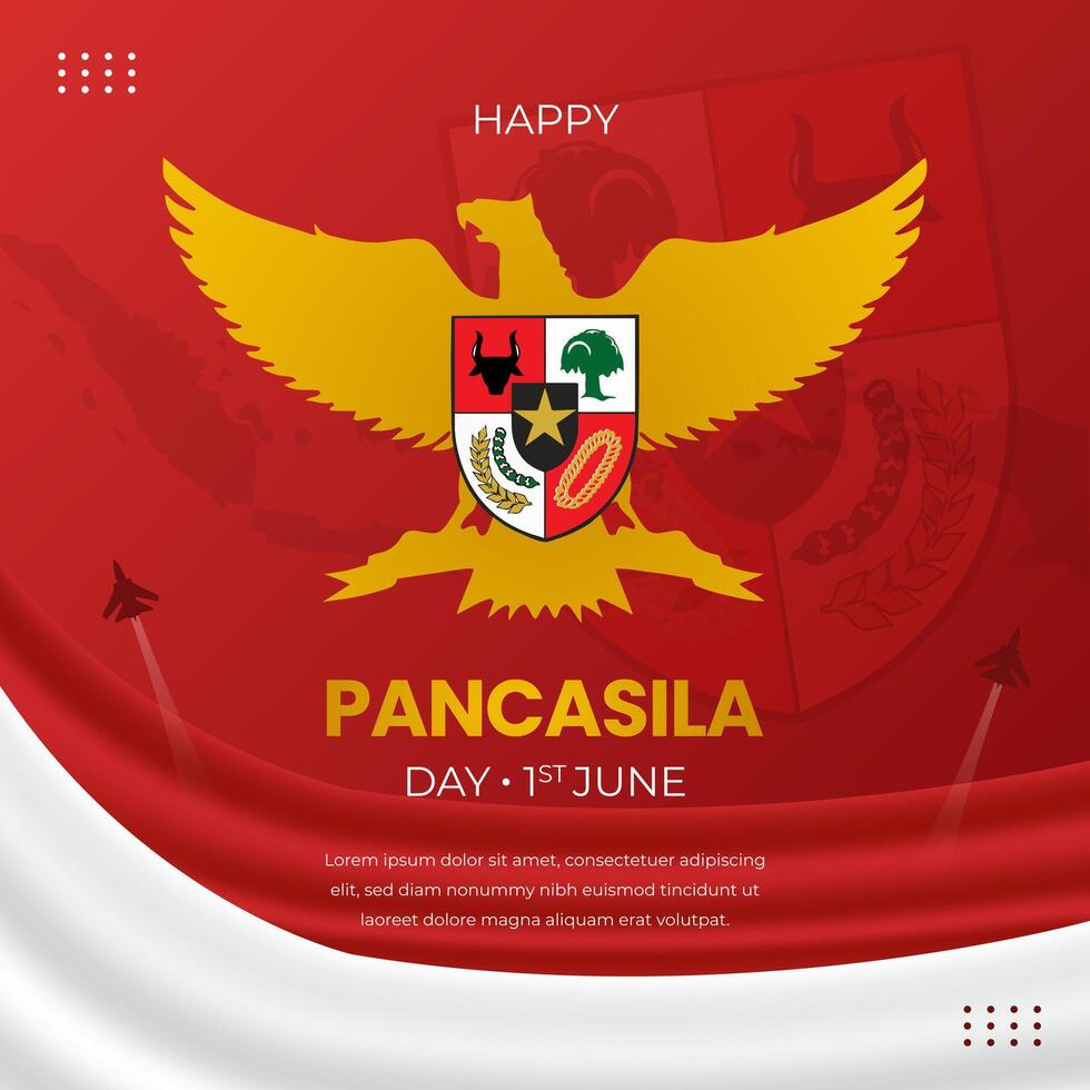 pancasila dag 1e juni met garuda en symbolen van pancasila illustratie vector