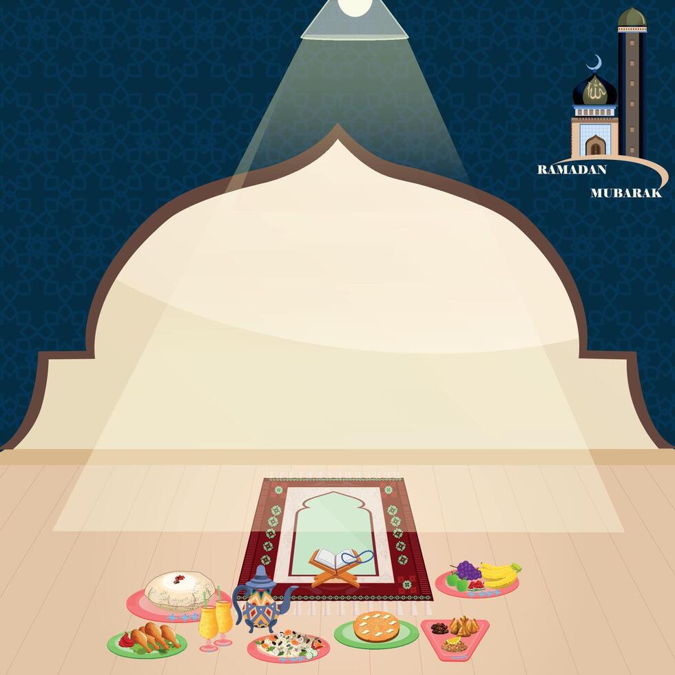 een moslim natie is genieten van iftar moment vector