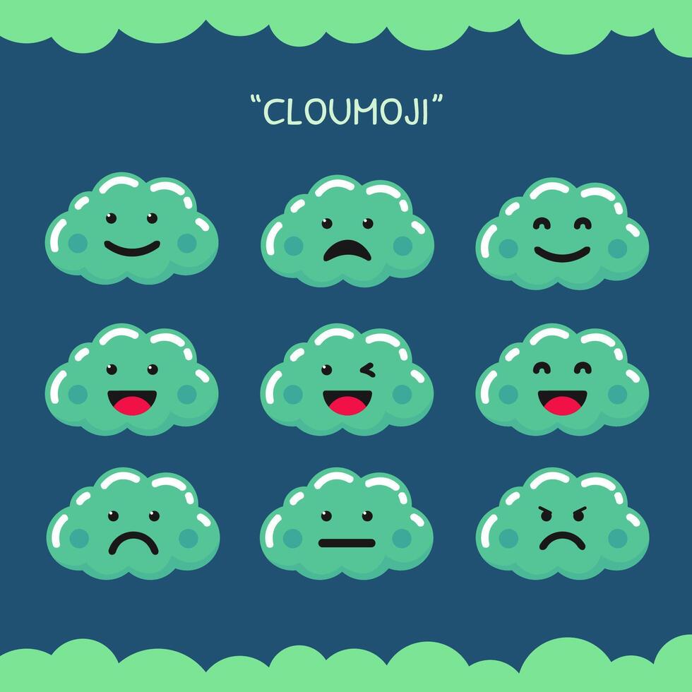 reeks van schattig wolk karakters. vector illustratie.