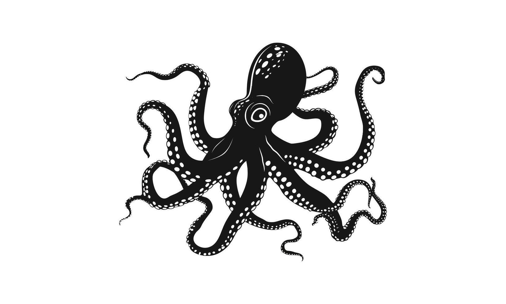 ai gegenereerd zwart silhouet Octopus vector