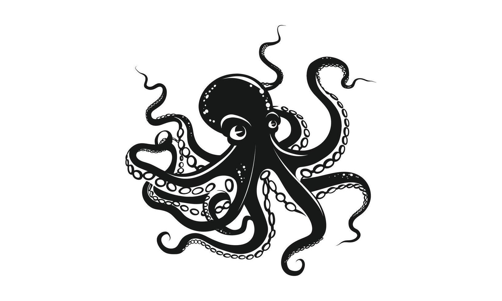 ai gegenereerd Octopus silhouet wit achtergrond vector