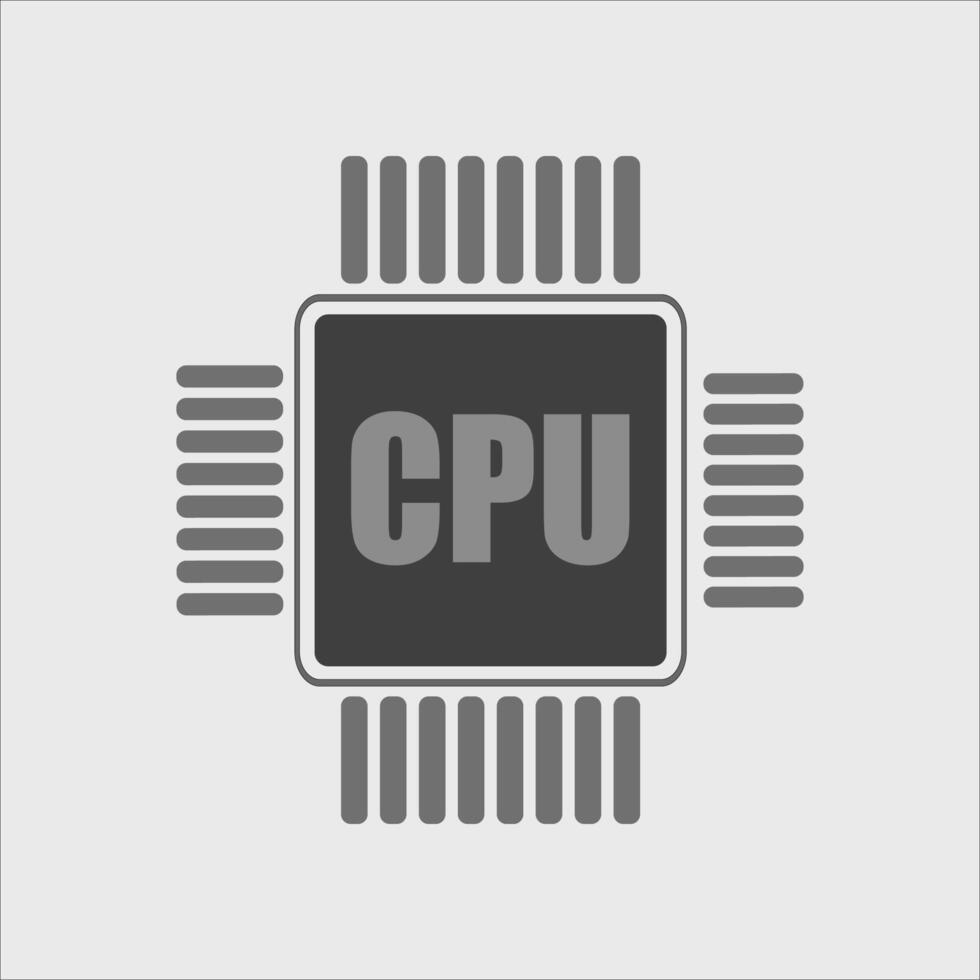 een Intel microchip met pinnen moederbord CPU stroomkring gebruikt net zo een hersenen van pc voor verwerken, gemaakt omhoog van silicium halfgeleider vector, illustratie, icoon, symbool vector