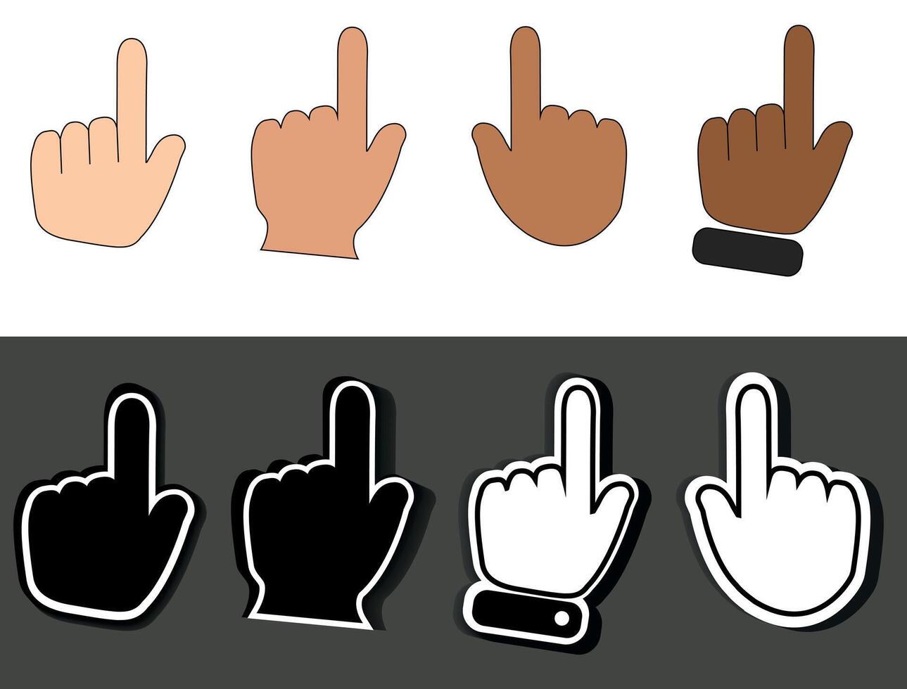 Klik met hand- cursor. icoon sticker Aan grijs achtergrond vector