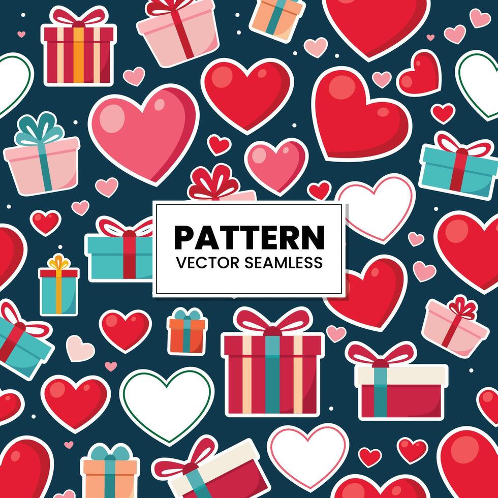 harten en cadeaus naadloos vector patroon achtergrond Valentijn achtergrond vector illustratie.