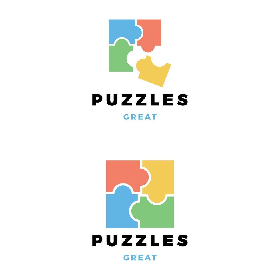 reeks van puzzel icoon logo ontwerp sjabloon vector