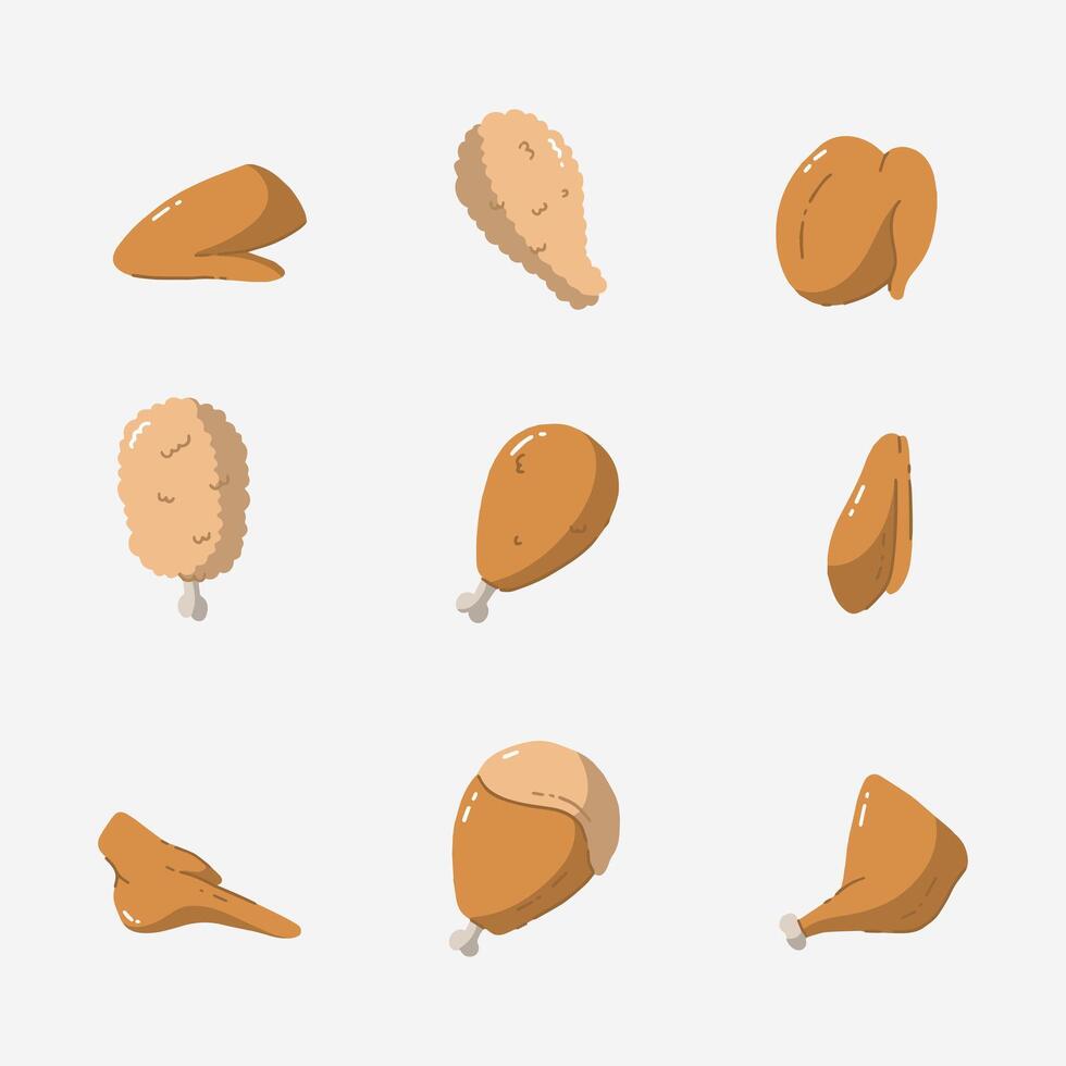gebakken kip hand- getrokken vector illustratie