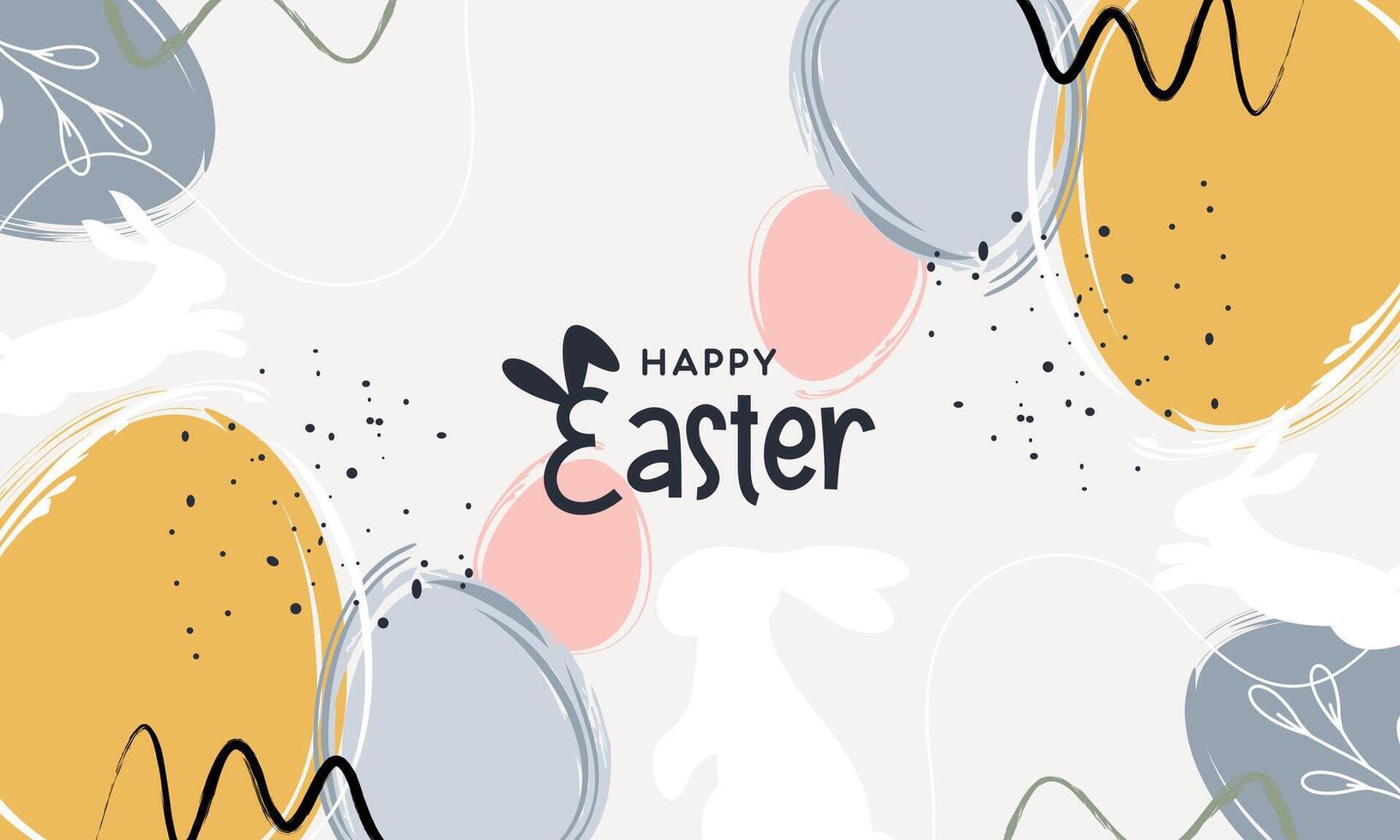 gelukkig Pasen spandoek. modieus Pasen ontwerp met typografie en Pasen elementen in pastel kleur en abstract modern minimaal stijl vector