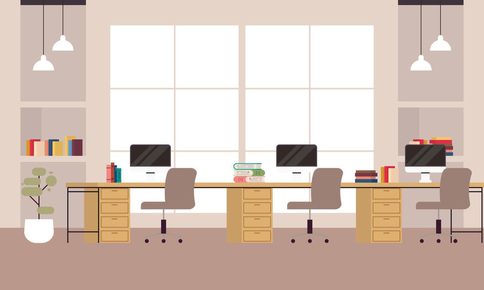 creatief en modern werkplek. modern minimalistische leeg kantoor interieur concept illustratie vector