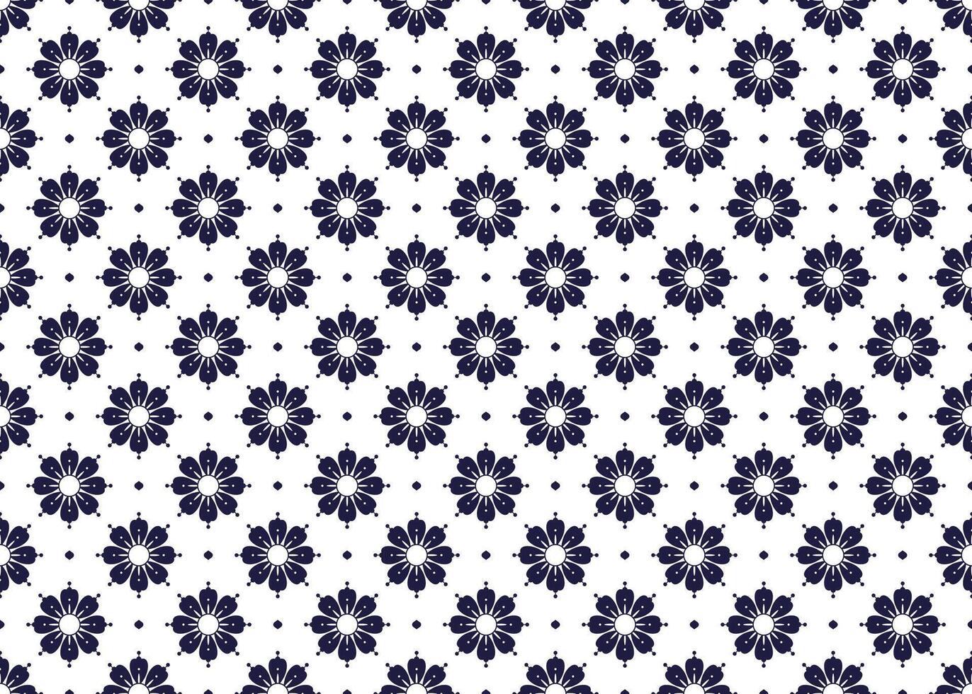 symbool meetkundig wit bloem Aan blauw achtergrond naadloos patroon voor kleding tapijt behang omhulsel enz. vector
