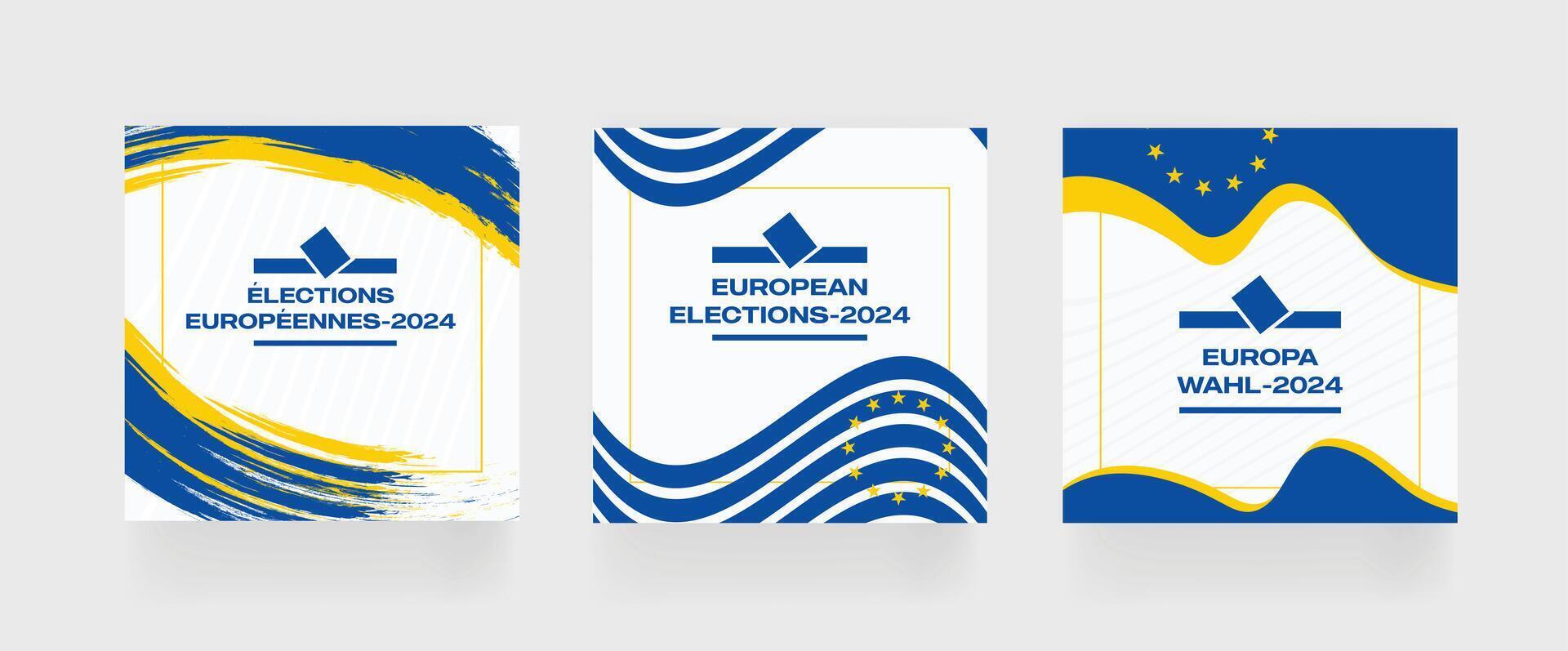 Europese verkiezing 2024 sociaal media na. reeks van sociaal media post voor EU stemmen 2024 . eps vector illustratie.