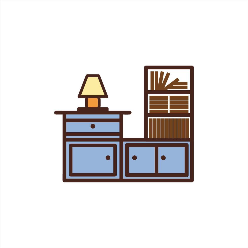 meubilair logo met de concept van kasten en boekenkasten vector
