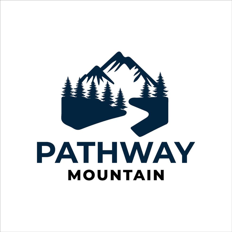 traject logo met een berg concept dat geeft de voelen van een reiziger of klimmer vector