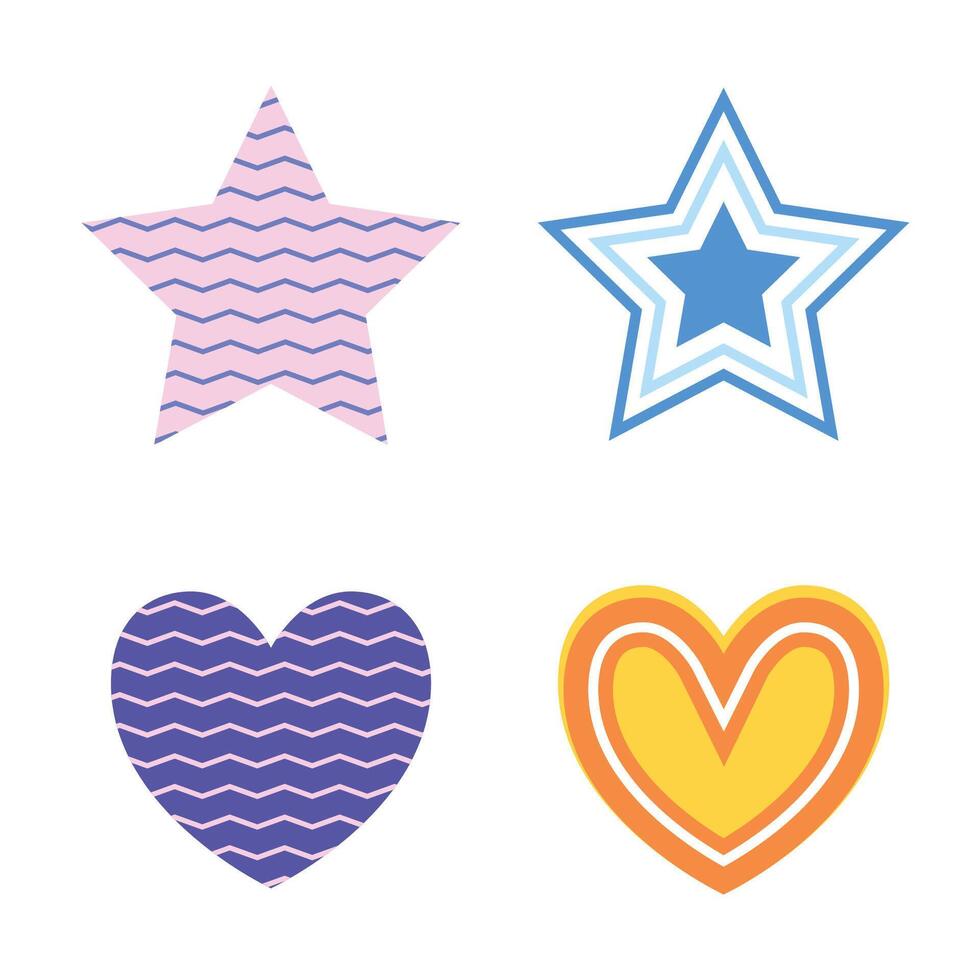 kleurrijk hart en ster voor sticker, element en illustratie vector