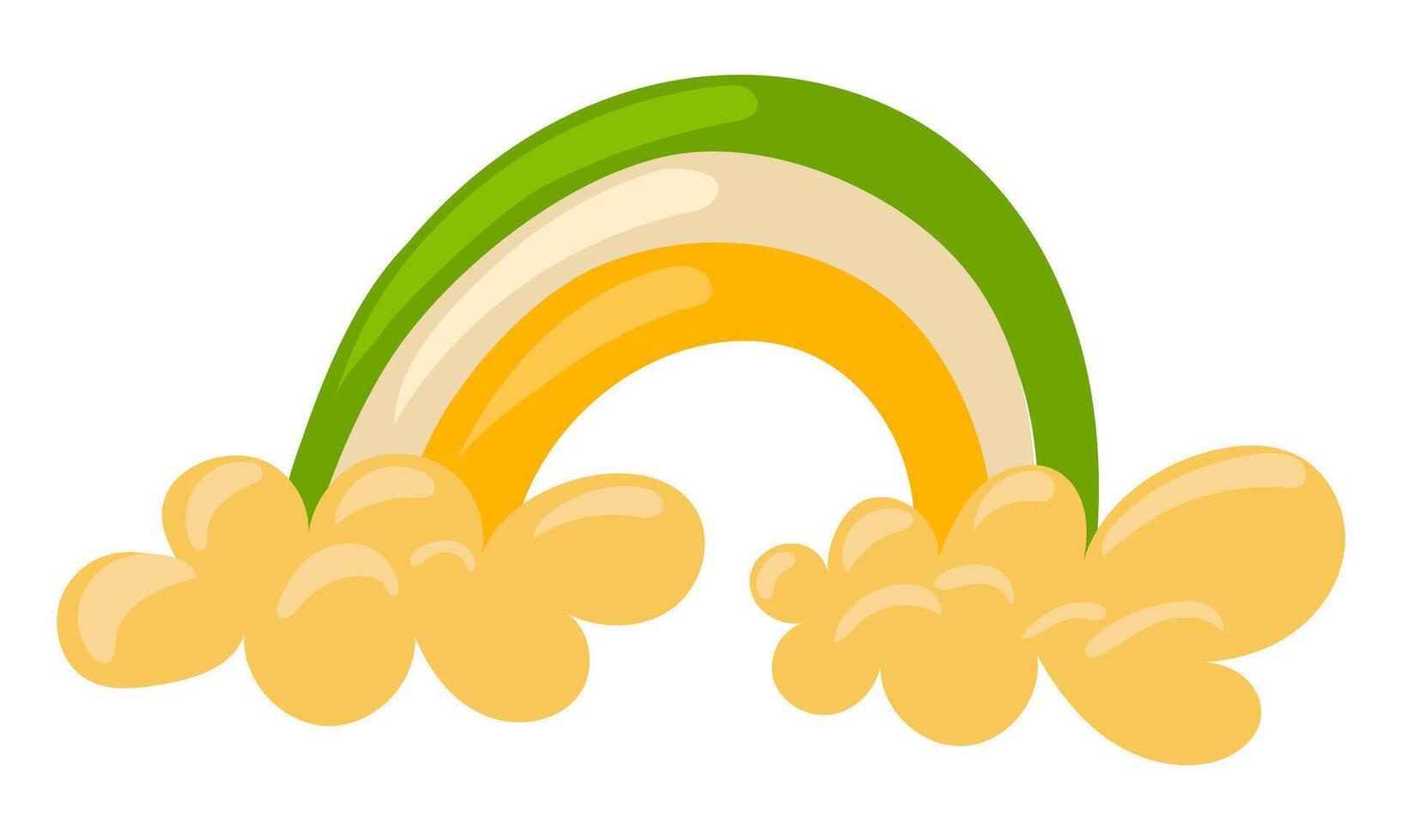 een voorjaar regenboog in de wolken in de kleuren van Ierland. vector regenboog voor st. Patrick dag. deze regenboog is vertegenwoordigd in de kleuren van st. Patrick dag - oranje, wit en groente. helder kleuren