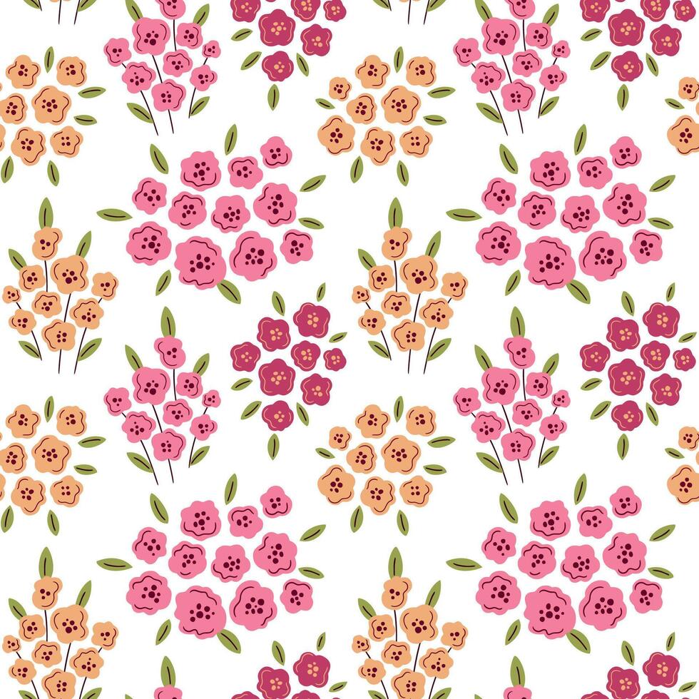 bloemen naadloos patroon in roze en viva magenta kleuren. voor oppervlakte of textiel ontwerp, dekt, achtergronden, afdrukken. voorjaar vakantie, bruiloft of verjaardag kaarten, moeder dag groet vector