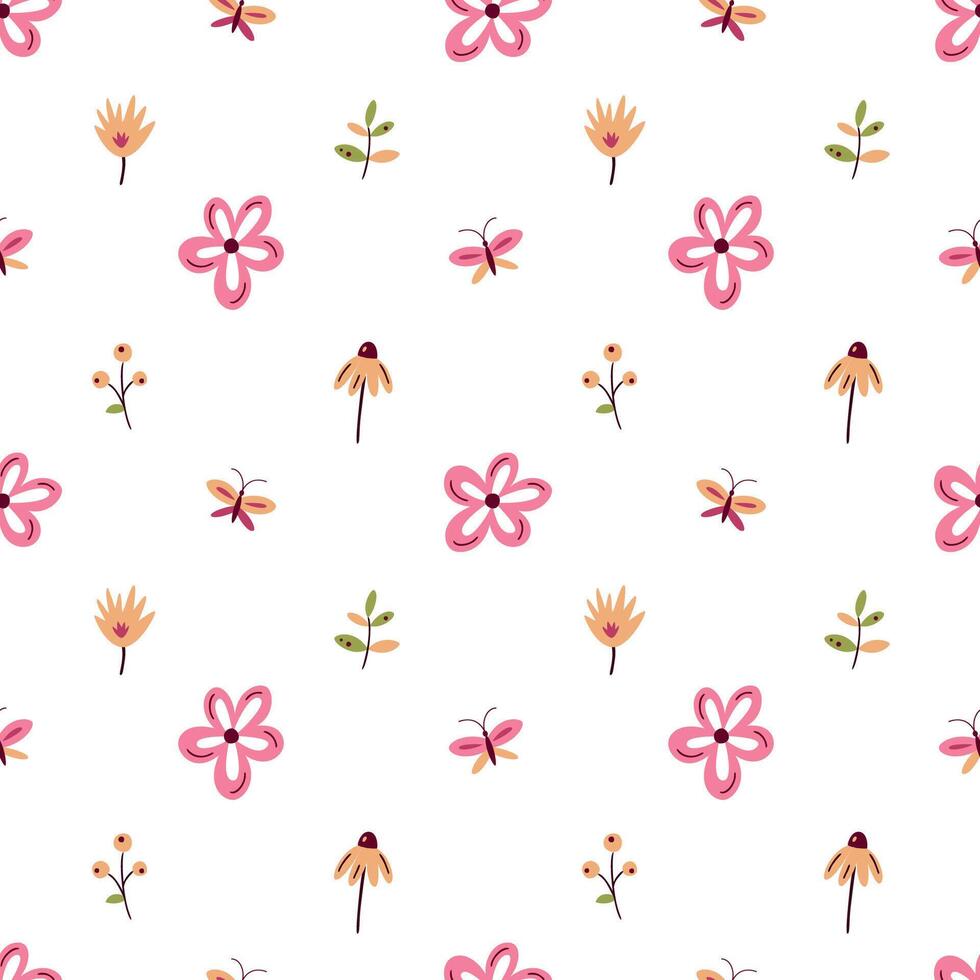 bloemen naadloos patroon in roze en viva magenta kleuren. voor oppervlakte of textiel ontwerp, dekt, achtergronden, afdrukken. voorjaar vakantie, bruiloft of verjaardag kaarten, moeder dag groet vector