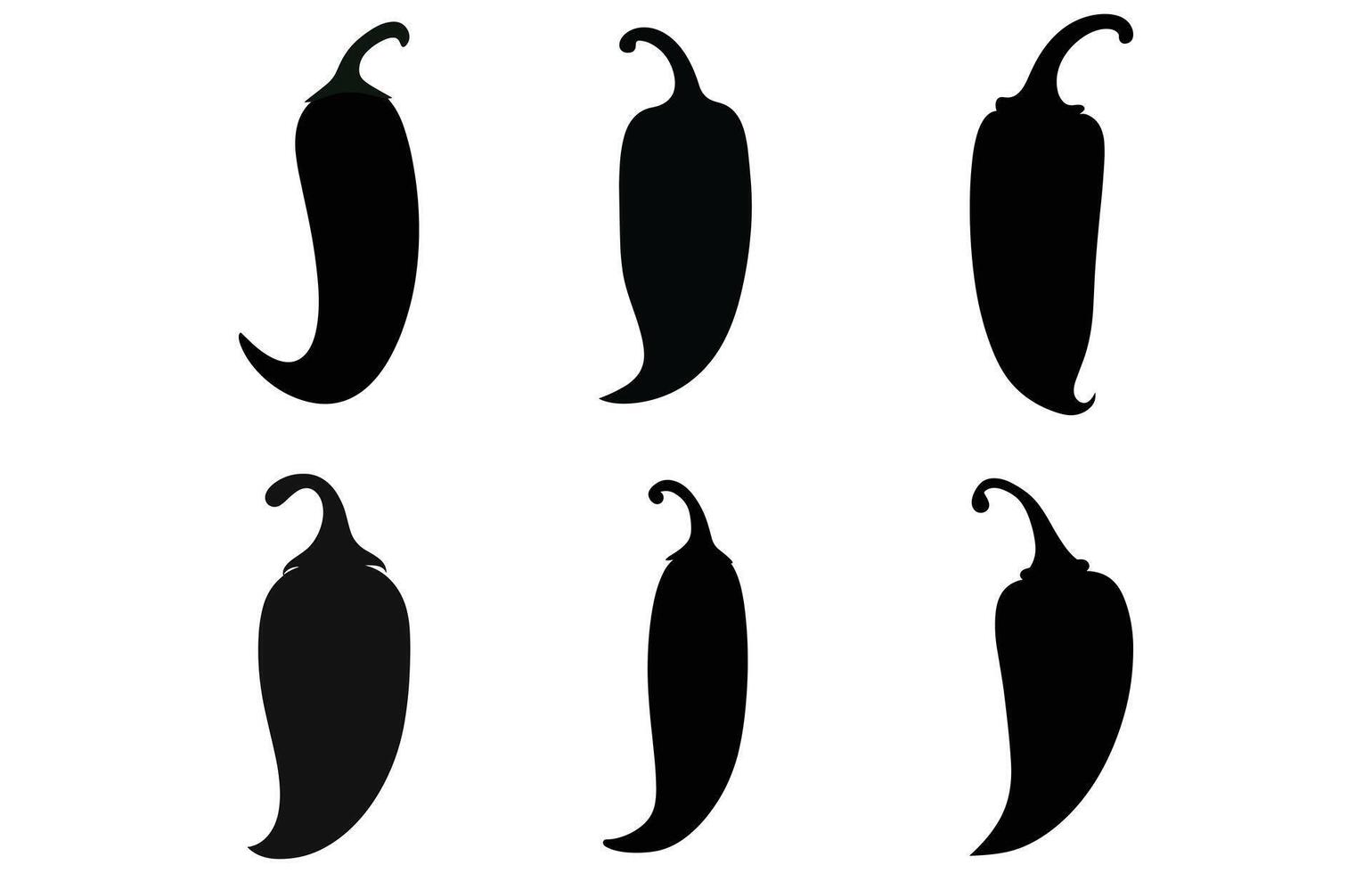 Chili peper silhouetten, Chili vector illustratie, Chili silhouet bundel.