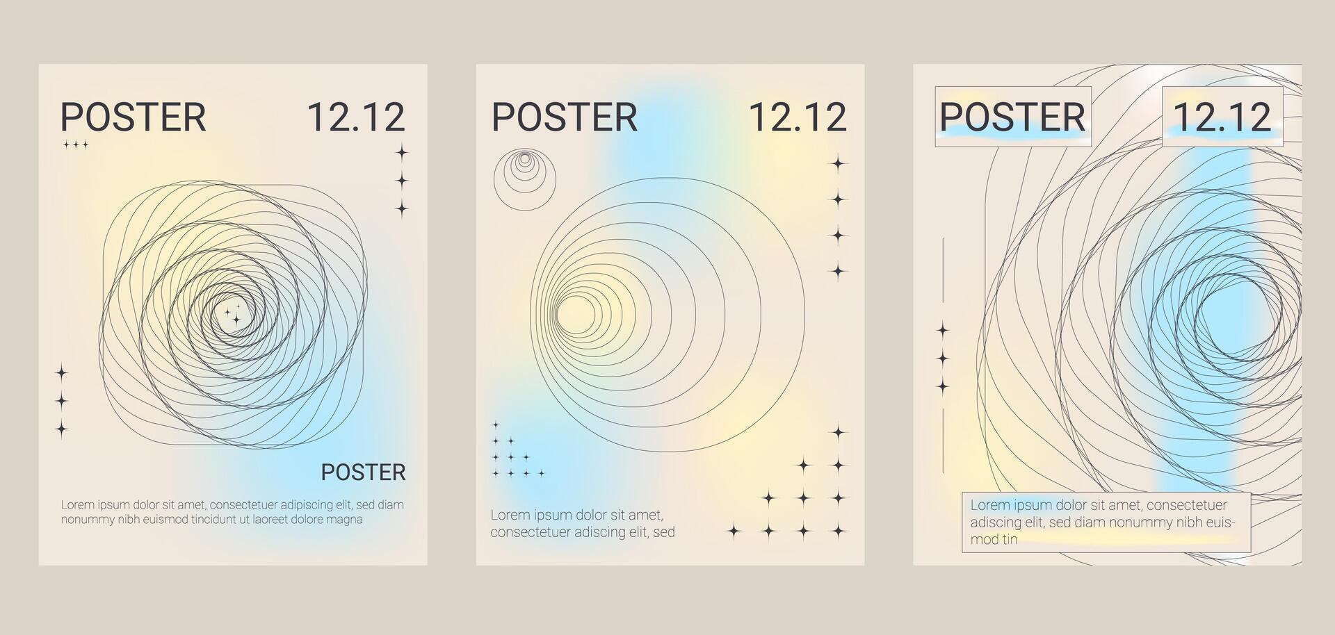 posters reeks met meetkundig elementen en kopiëren ruimte. minimalistisch covers verzameling. retro achtergronden. abstract modern banier sjabloon. vector illustratie.