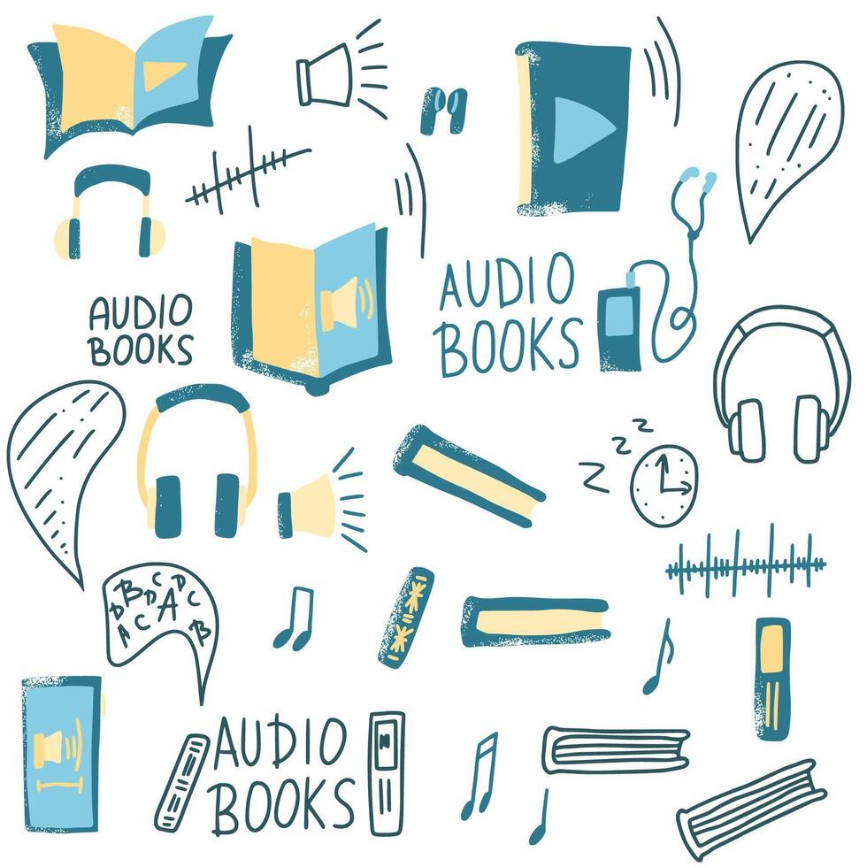 reeks van audio boeken symbolen. vector illustratie.