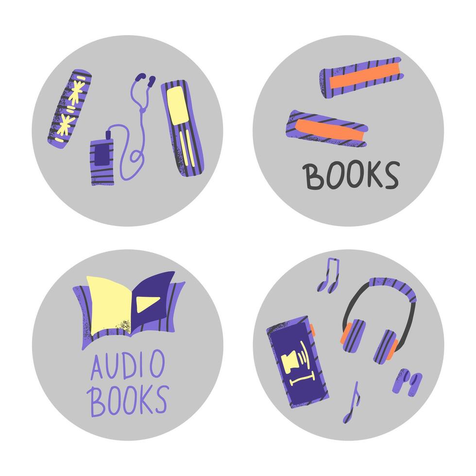 reeks van audio boeken symbolen. vector illustratie.