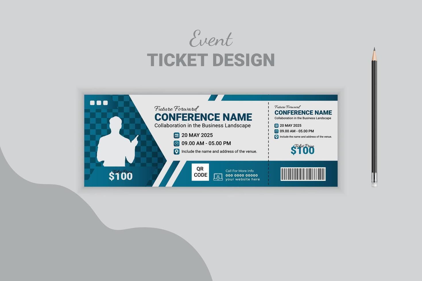 jaar- programma zakelijke bedrijf evenement ticket ontwerp, modern sjabloon vector