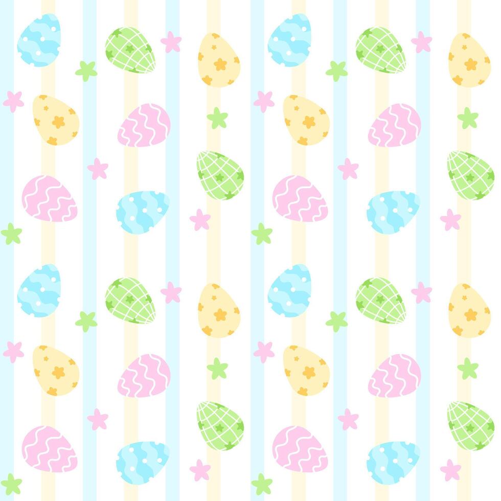 Pasen naadloos patroon, voorjaar patroon met Pasen eieren en streep achtergrond, pastel kleurrijk voor ontwerp, papier wrap, kaart vector