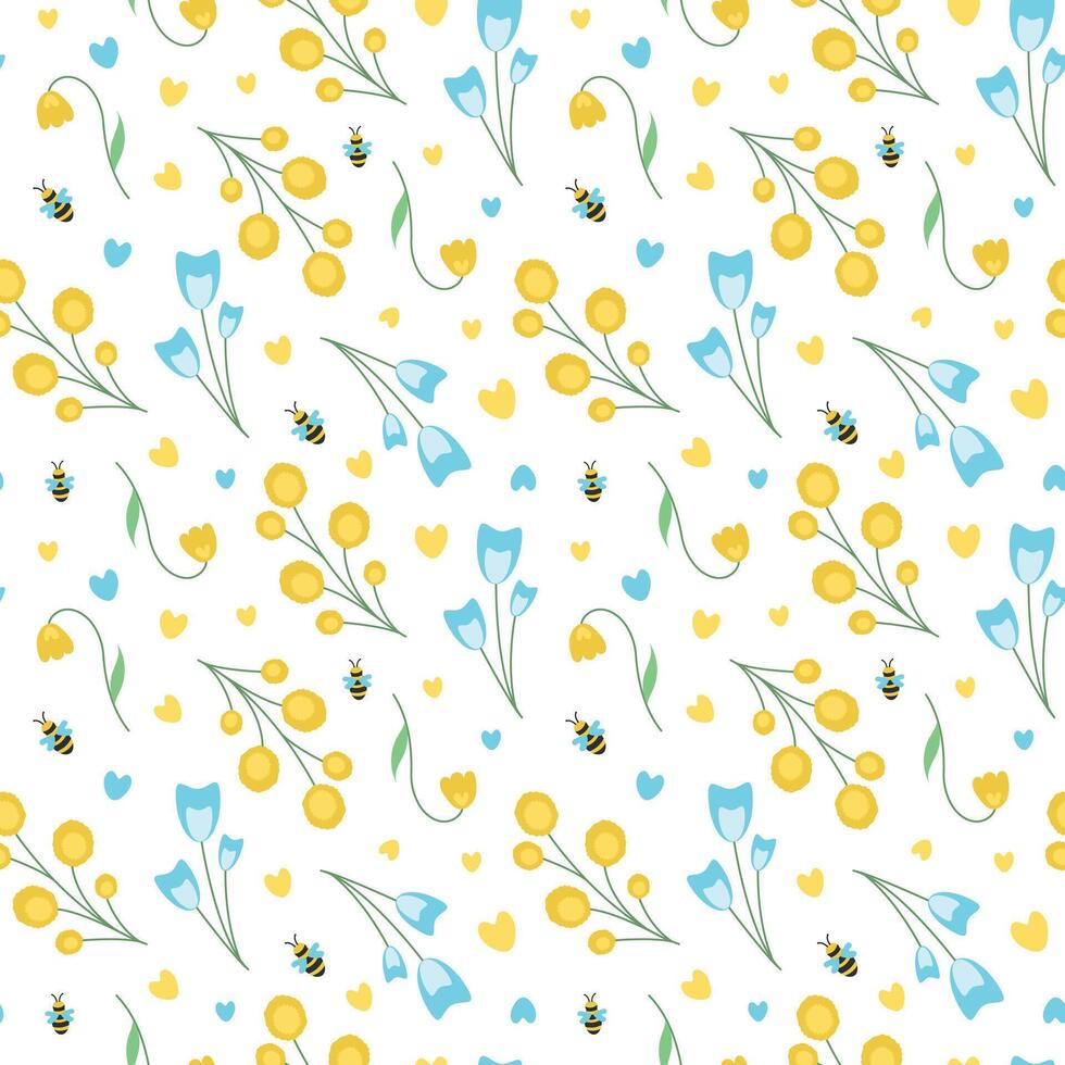 schattig voorjaar naadloos vector patroon met bloemen