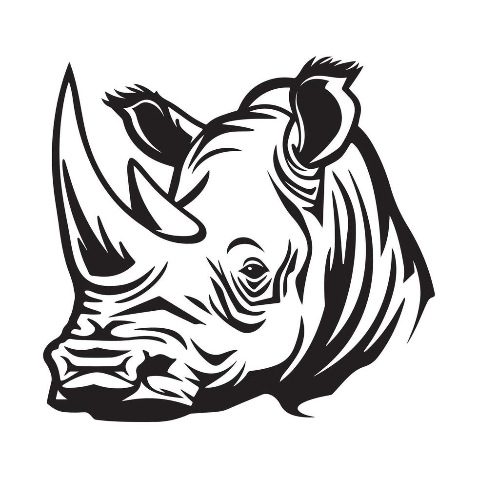 hoofd van neushoorn vector illustratie, neushoorn logo