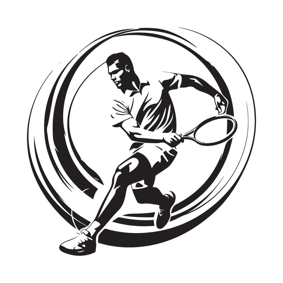 tennis speler vector illustratie, ontwerp, logo