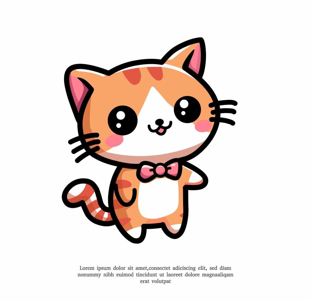 schattig kat staand tekenfilm vector illustratie. geïsoleerd premie vector