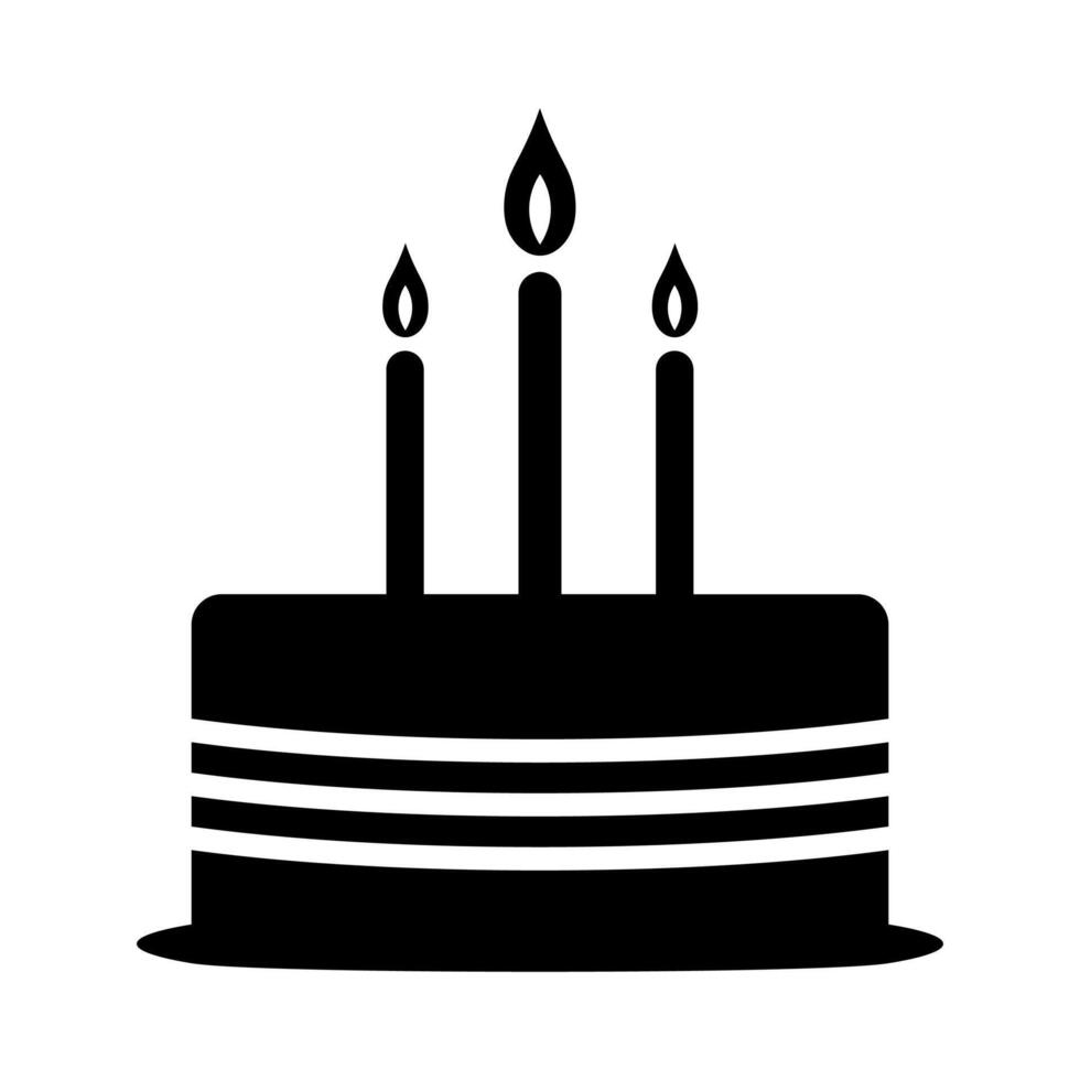 zwart vector verjaardag taart icoon geïsoleerd Aan wit achtergrond