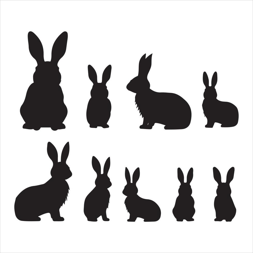 een zwart silhouet konijn reeks vector