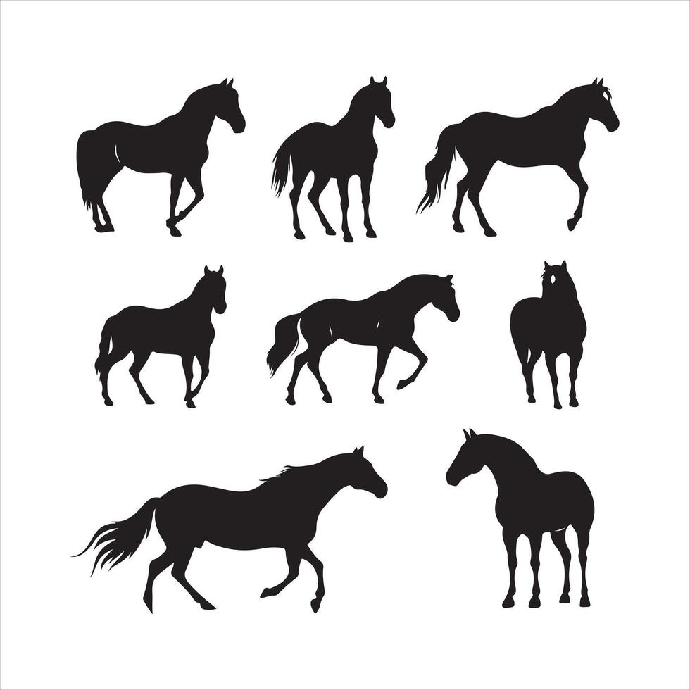 een zwart silhouet paard reeks vector