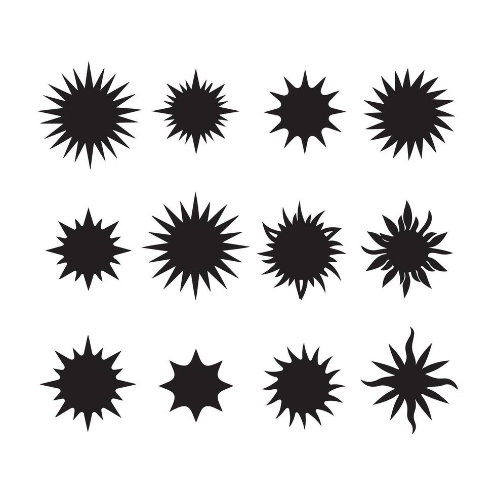 een zwart silhouet zon symbool reeks vector
