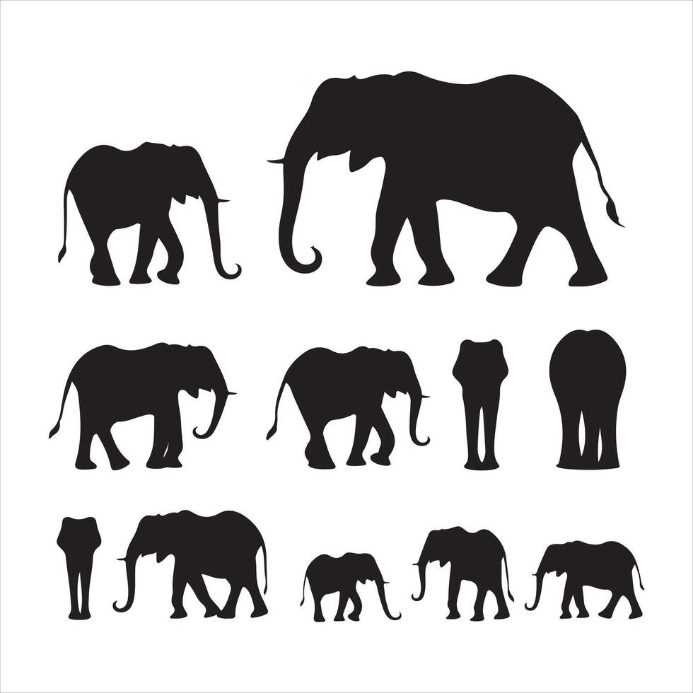 een zwart silhouet olifant reeks vector