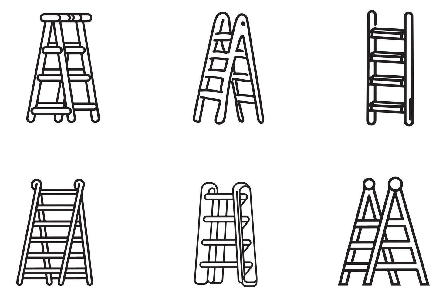 ladders vector silhouet schets silhouet pictogrammen in wit achtergrond
