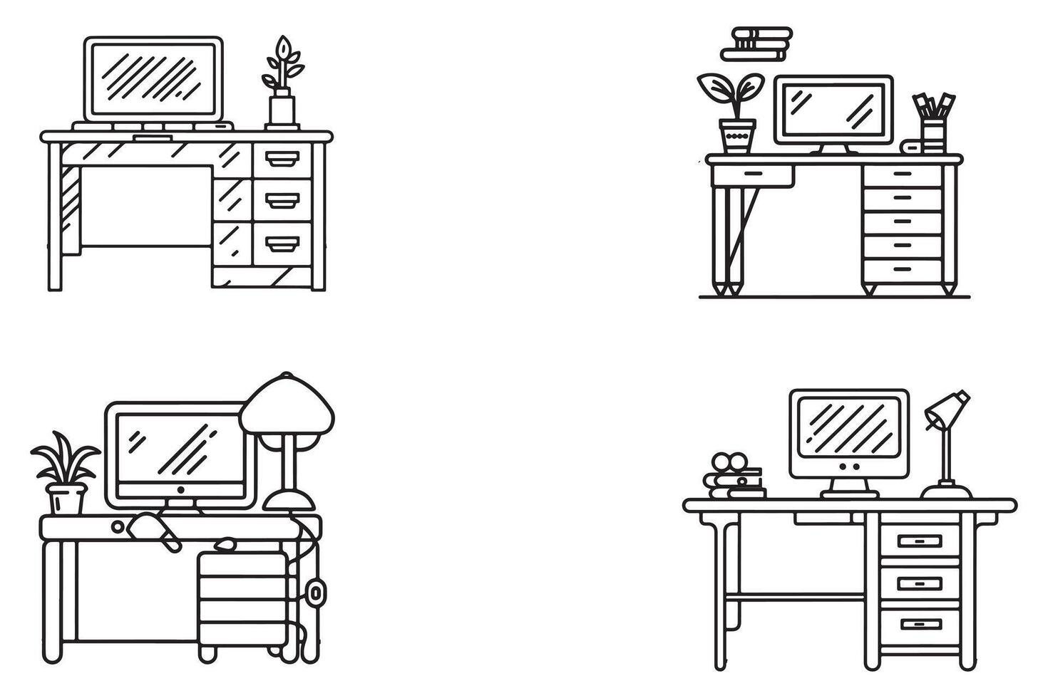 computer tafel meubilair schets vector Aan wit achtergrond illustratie