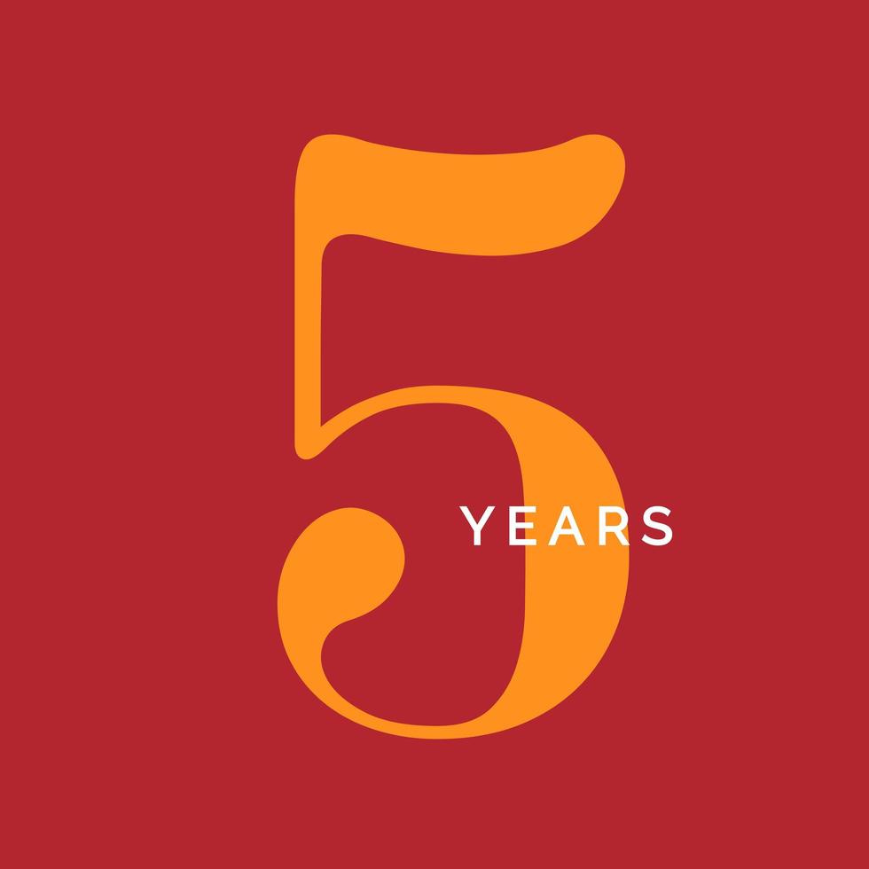 vijf jaar symbool. vijfde verjaardag embleem. verjaardag teken, nummer 5 logo concept, vintage poster sjabloon, vectorillustratie vector