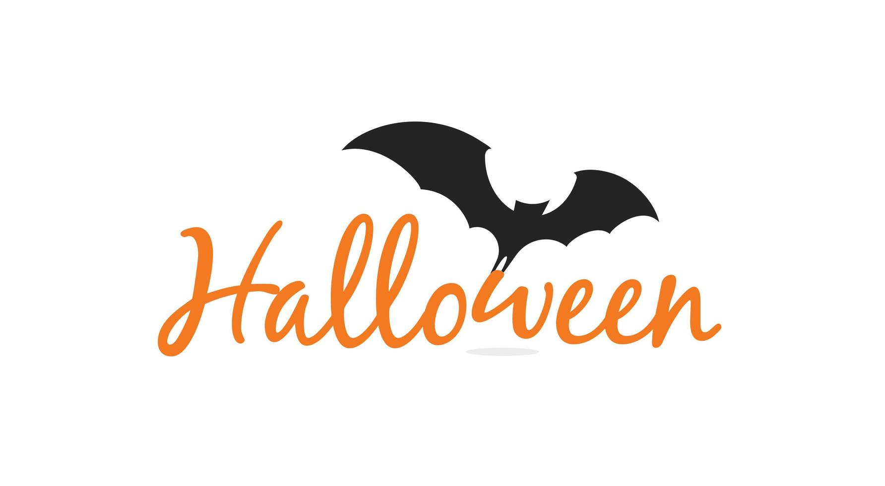 halloween elegante belettering met zwart silhouet van vliegende vleermuis. geïsoleerd ontwerp voor halloween-evenement, promo, logo, banner, monogram en poster. vectorillustratie. vector