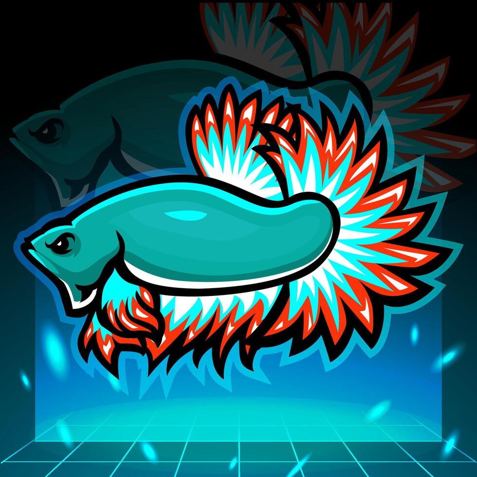 betta vis mascotte. esport logo ontwerp vector