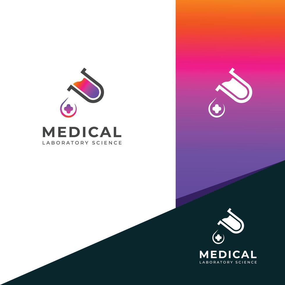 creatief medisch laboratorium wetenschap logo ontwerp vector