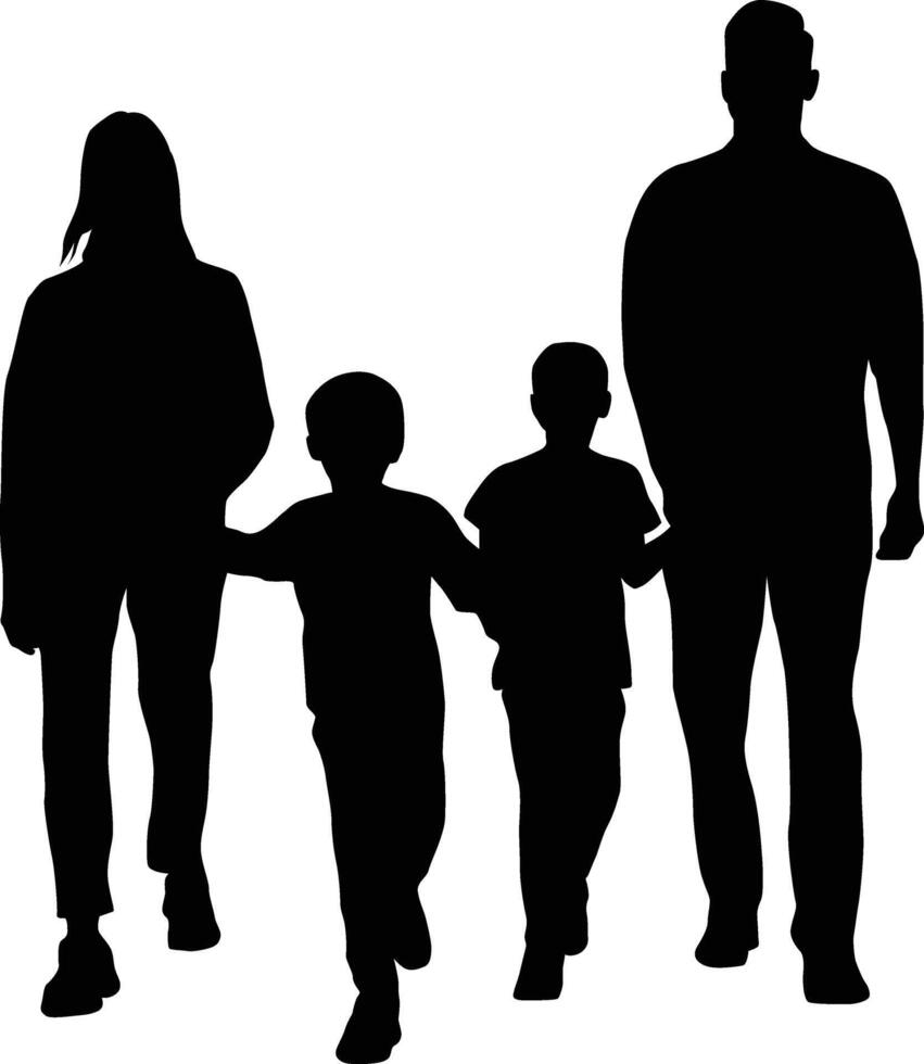 silhouet van familie Holding kinderen vector