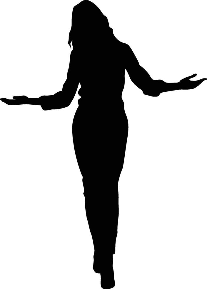 silhouet van vrouw houding vol lichaam illustratie vector
