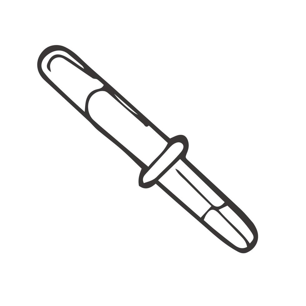 een pipet druppelaar hand- getrokken schets tekening icoon. medisch pipet net zo laboratorium testen concept vector schetsen illustratie