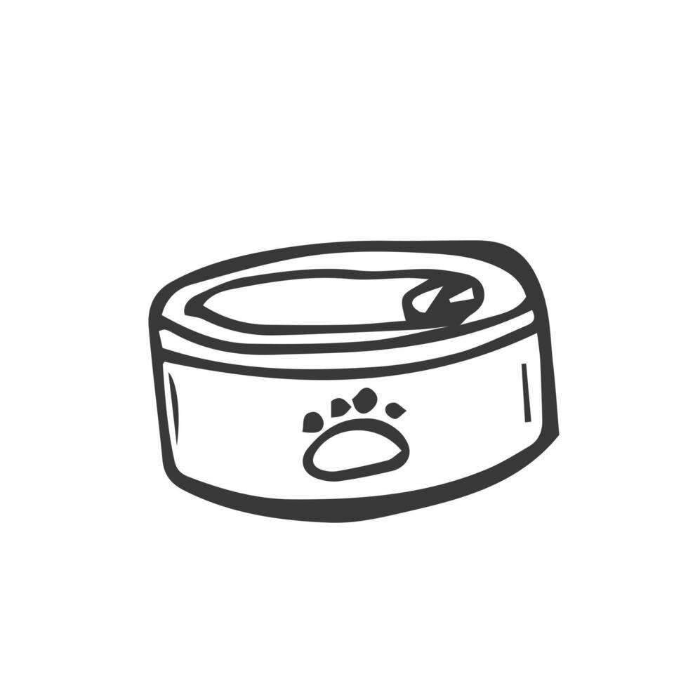 tekening illustratie van Open huisdier voedsel ingeblikt pakket top perspectief visie vector