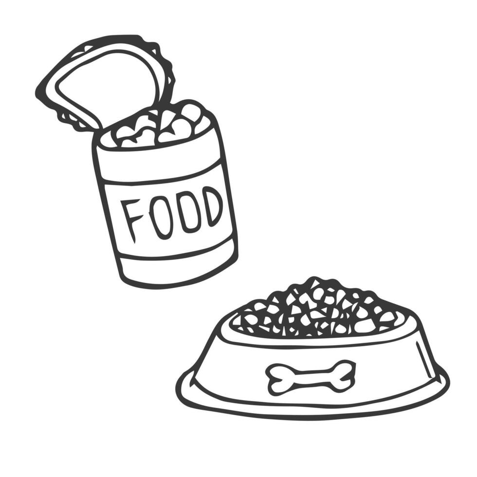 tekening illustratie van Open huisdier voedsel ingeblikt pakket top perspectief visie vector